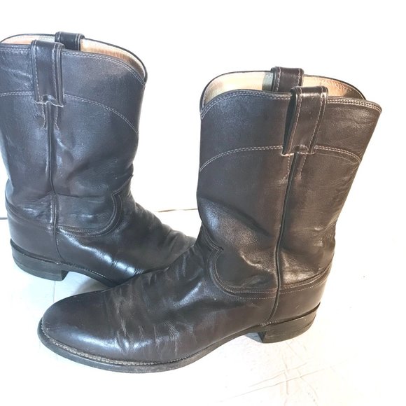 Justin Boots 3132 Roper Cowboy Brown Leather Western Sz 10 B EUC Southwestern - Picture 3 of 9